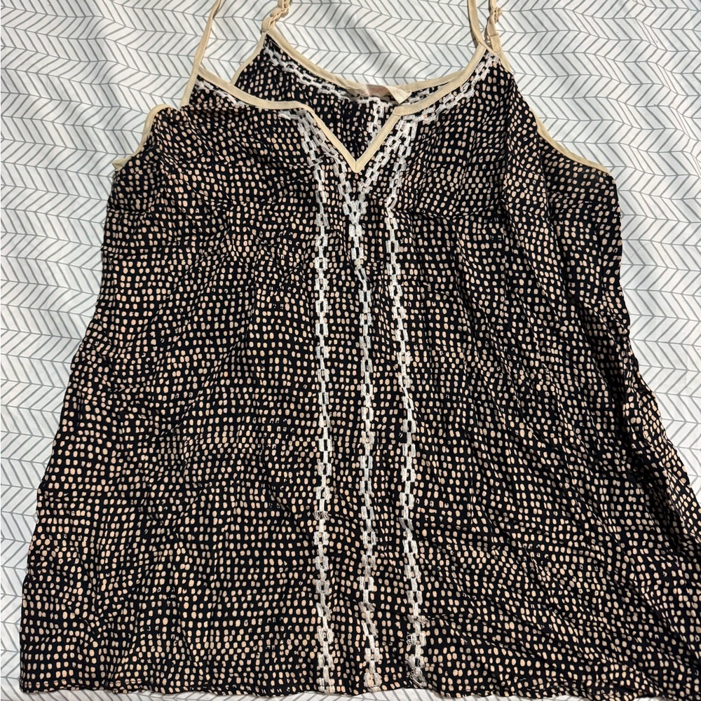 Women's Black and Cream Spaghetti strap Top